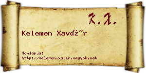 Kelemen Xavér névjegykártya
